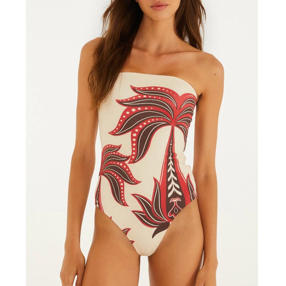 FARM RIO Ainika Garden Palm Tree One Piece Swimsuit Size Medium